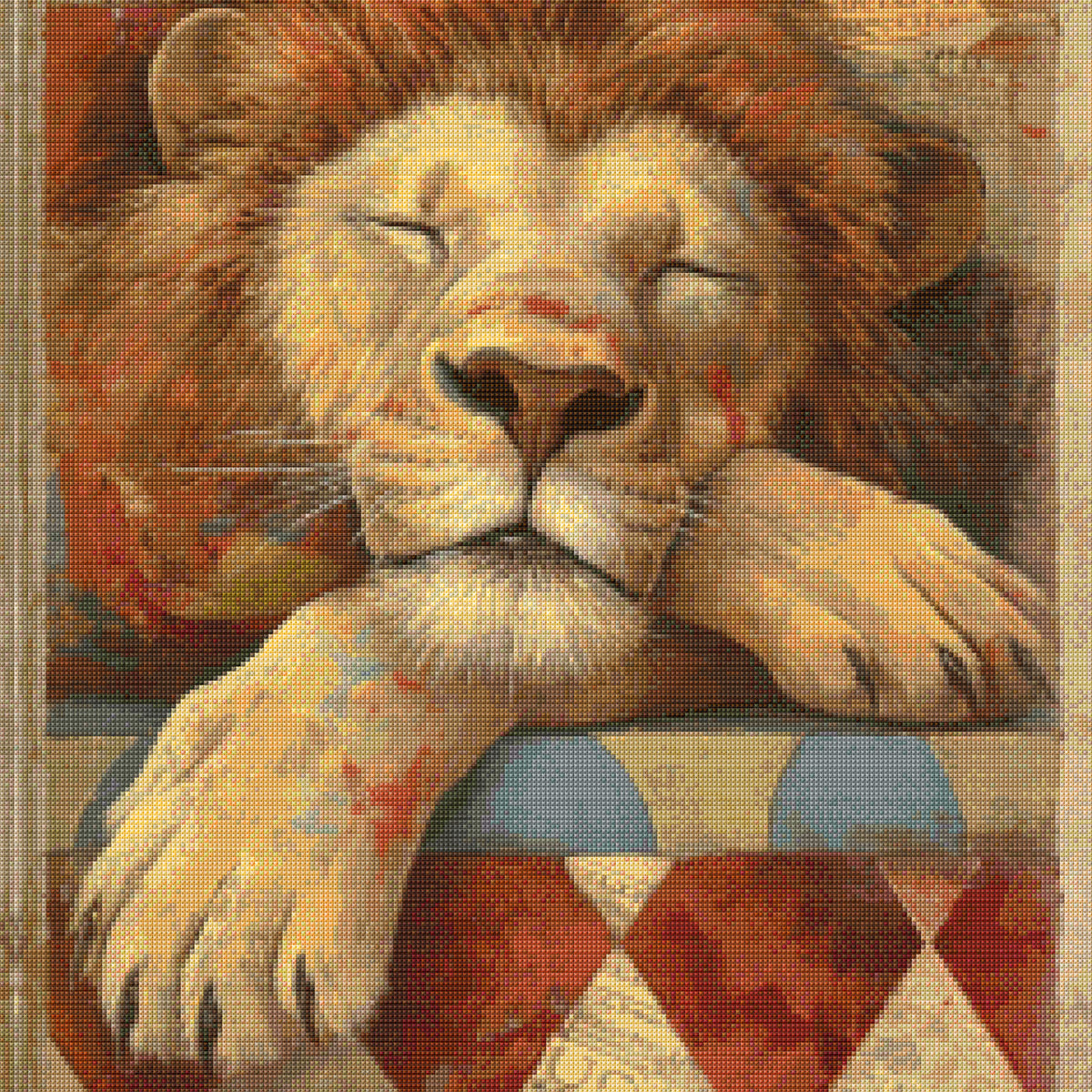 Vintage Sleeping Circus Lion Cross Stitch Pattern – Craft Hatchery