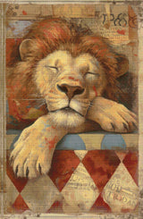 Vintage Sleeping Circus Lion Cross Stitch Pattern