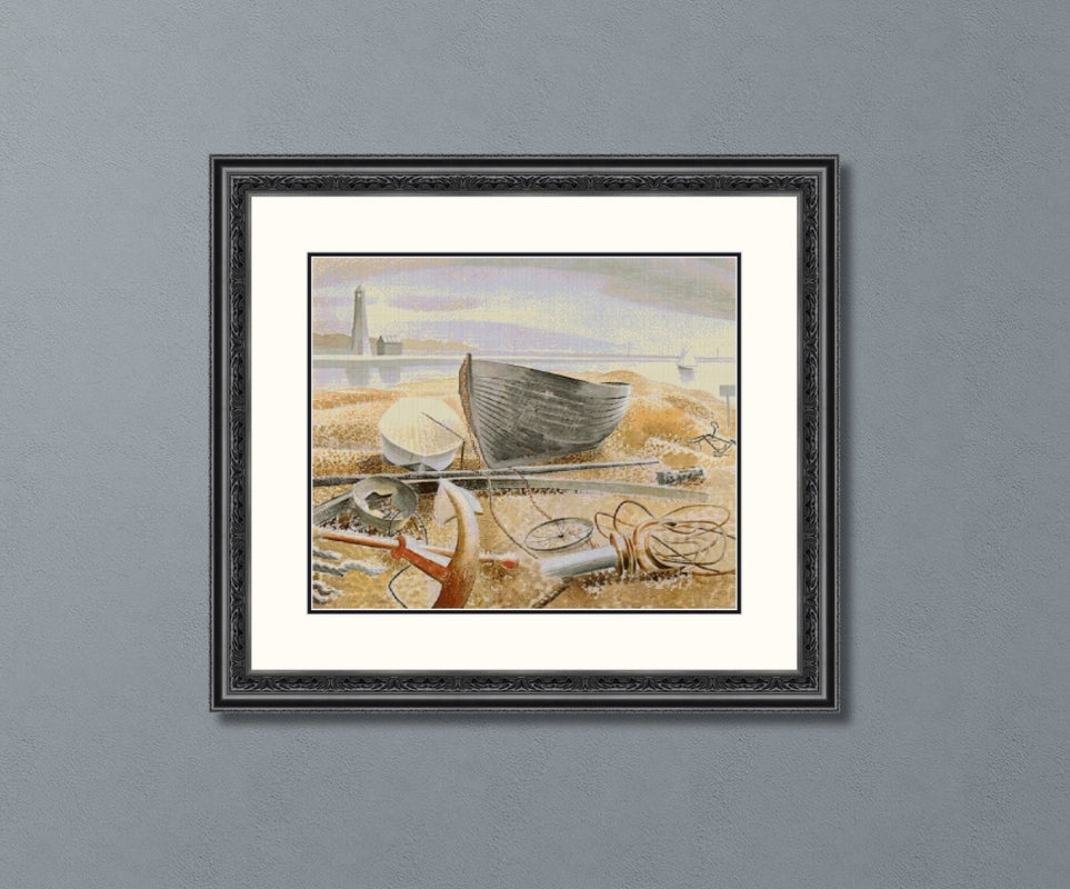 Anchor and Boats Ravilious Cross Stitch Pattern