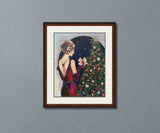 Art Deco Woman with a Christmas Gift Cross Stitch Pattern