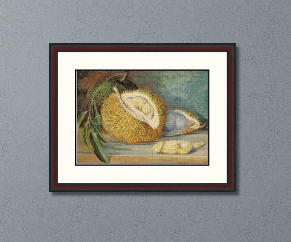 Durian Fruit from a Large Tree Sarawak Borneo Cross Stitch Pattern
