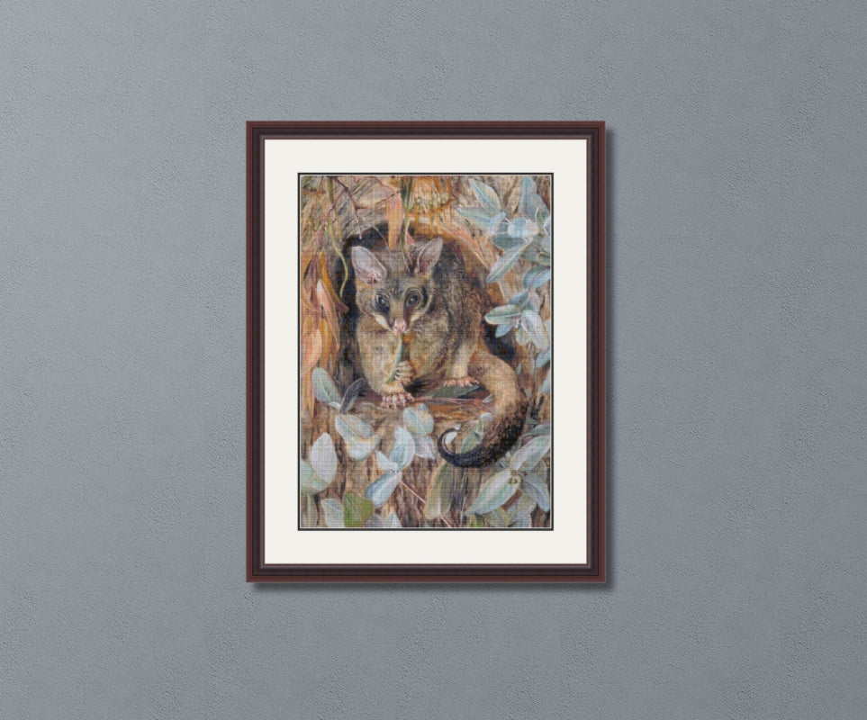 Possum up a Gum Tree North Cross Stitch Pattern
