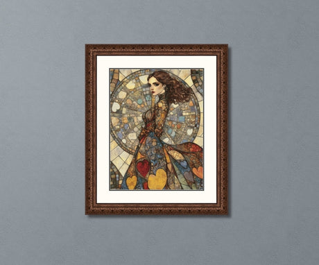 Stained Glass Queen of Hearts Cross Stitch Pattern