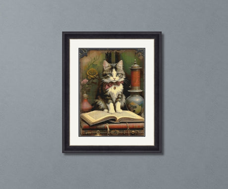 The Literary Victorian Cat Cross Stitch Pattern