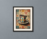 Vintage Patchwork Coffee Cup Cross Stitch Pattern