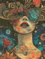 Whimsical Surreal Celestial Portrait Cross Stitch Pattern