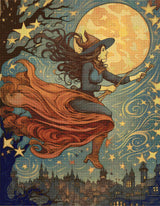 Witch’s Midnight Flight Cross Stitch Pattern