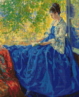 Young Woman Reading at an Open Window Caputo Cross Stitch Pattern