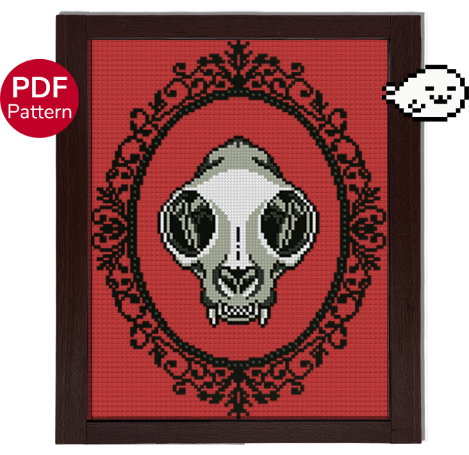 Cat Skull Cross Stitch Pattern