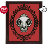 Cat Skull Cross Stitch Pattern