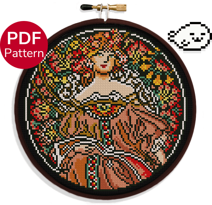 Day Dream – Alphonse Mucha Cross Stitch Pattern