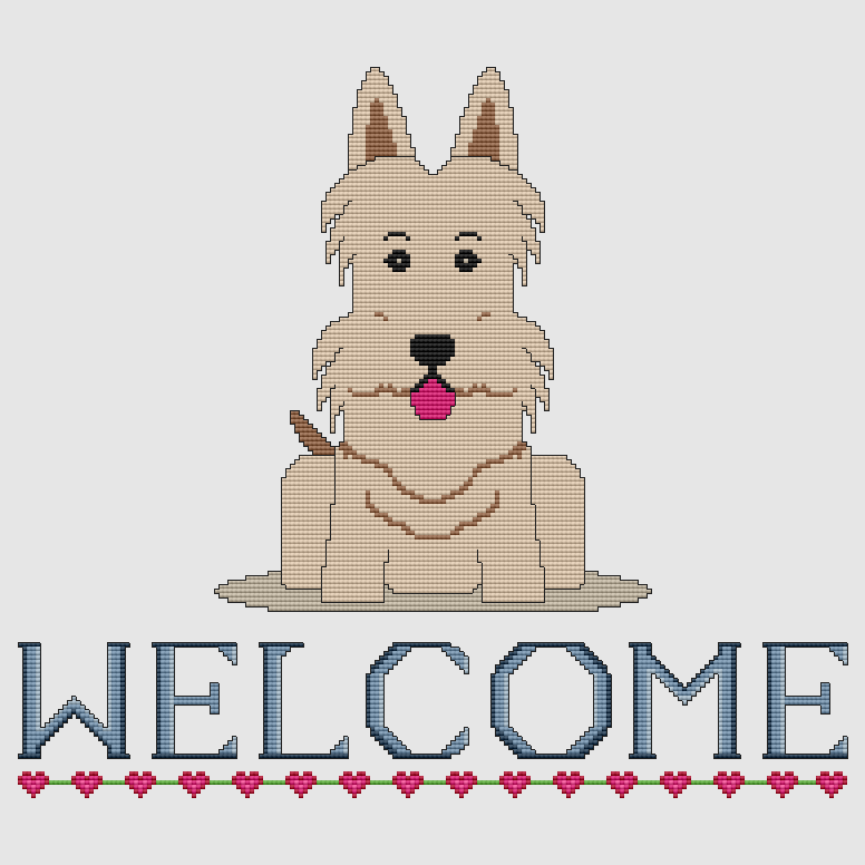 Scottish Terrier - Welcome (Wheaten) Cross Stitch Pattern