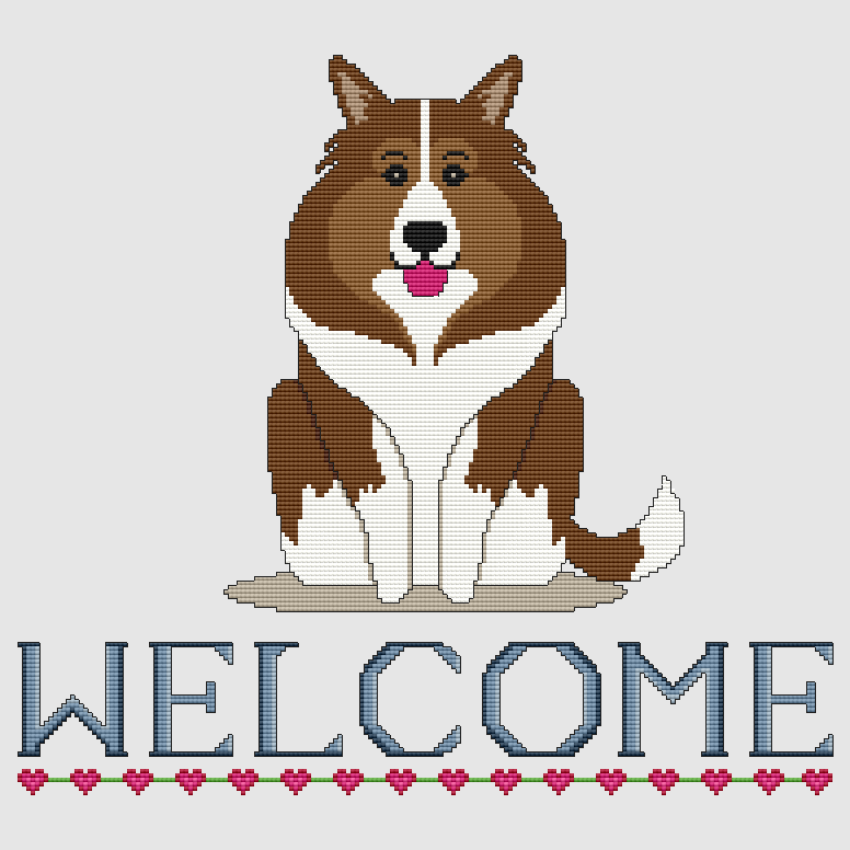 Shetland Sheepdog - Welcome (Sable) Cross Stitch Pattern