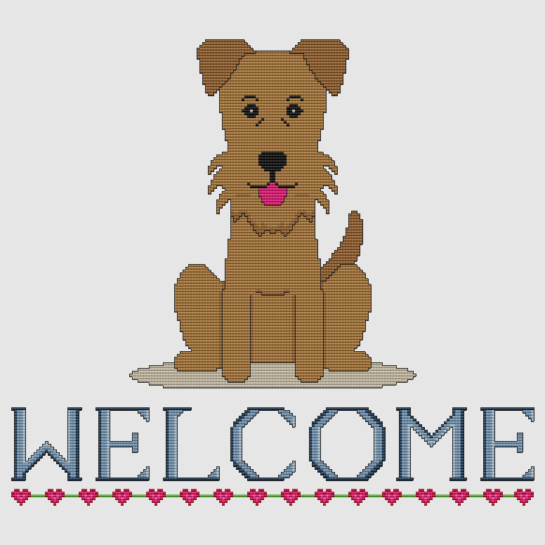 Irish Terrier - Welcome Cross Stitch Pattern