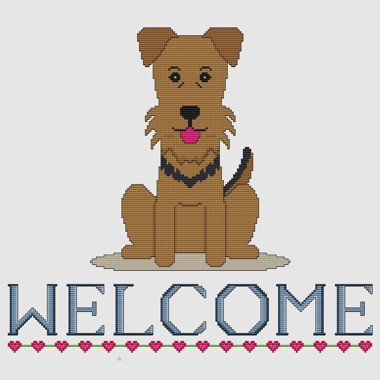 Airedale Terrier - Welcome Cross Stitch Pattern