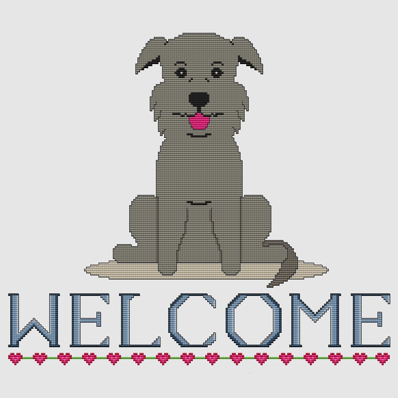 Irish Wolfhound - Welcome (Gray) Cross Stitch Pattern