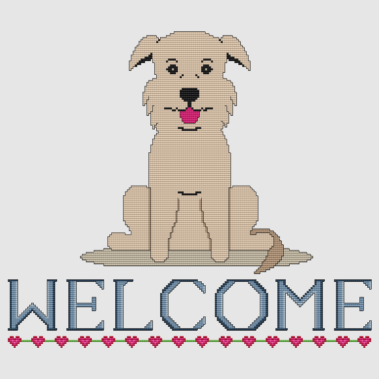 Irish Wolfhound - Welcome (Wheaten) Cross Stitch Pattern