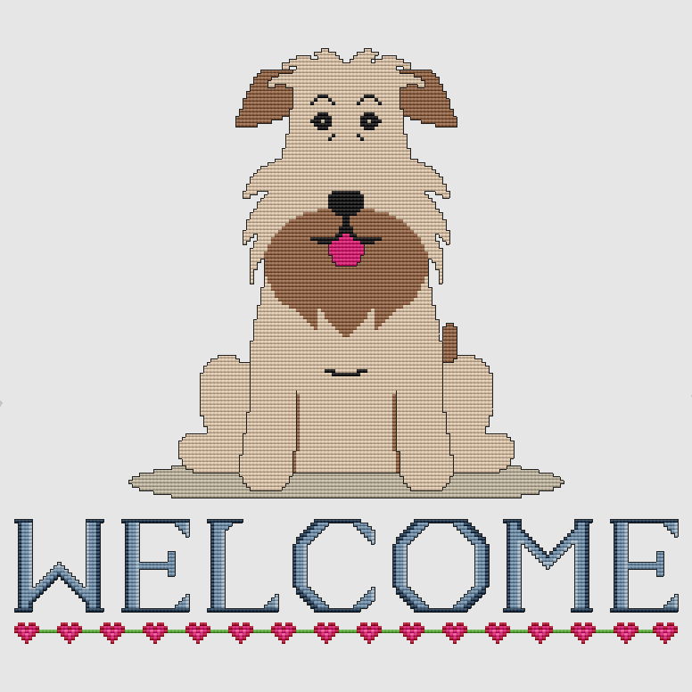 Soft Coated Wheaten - Welcome Cross Stitch Pattern