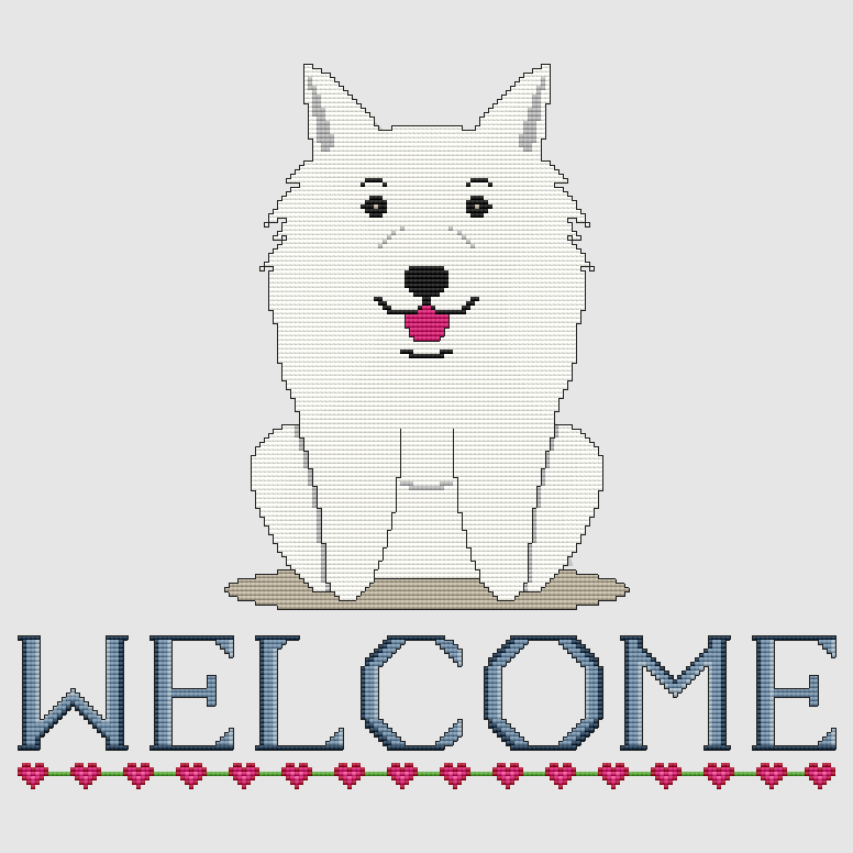 American Eskimo - Welcome Cross Stitch Pattern