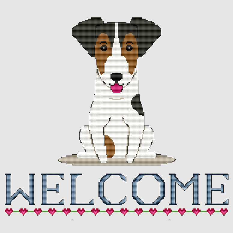 Jack Russell Terrier - Welcome (Tri) Cross Stitch Pattern