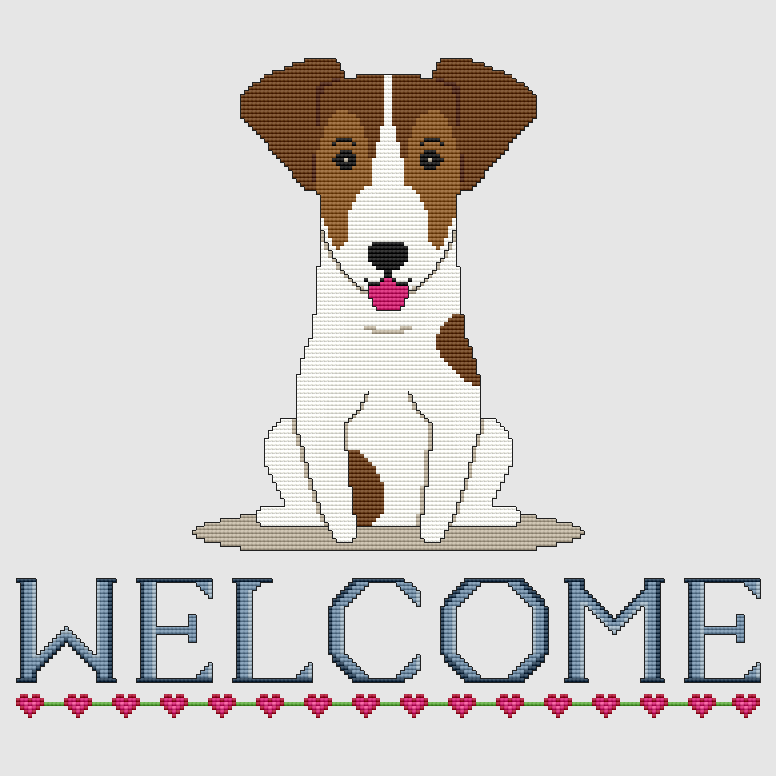 Jack Russell Terrier - Welcome (Brown White) Cross Stitch Pattern