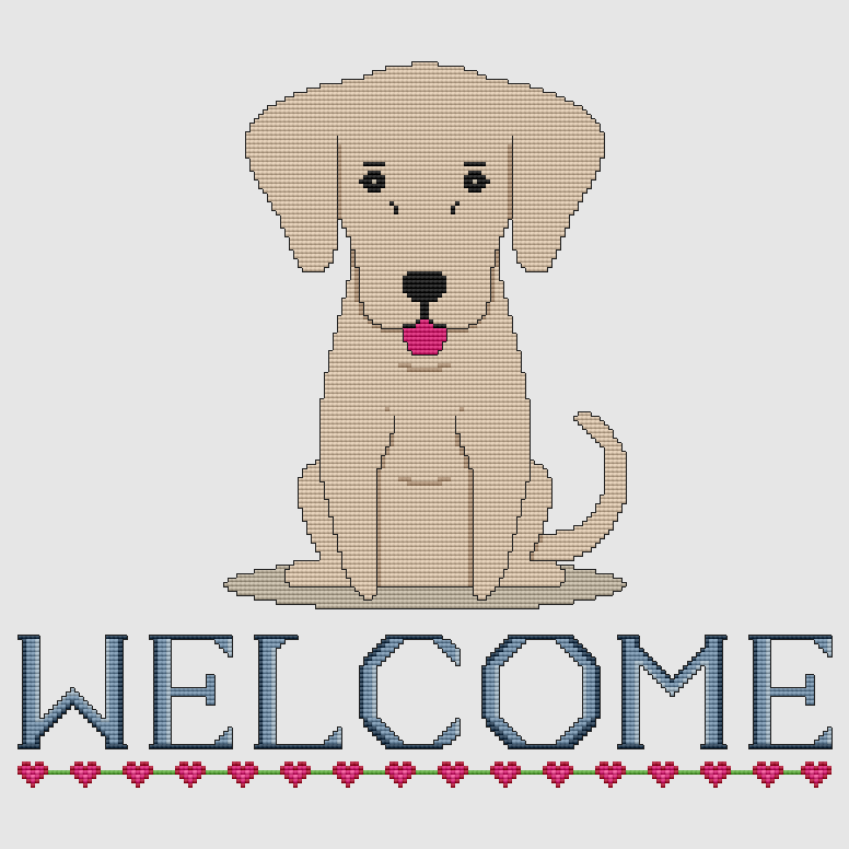 Labrador Retriever - Welcome (Yellow) Cross Stitch Pattern