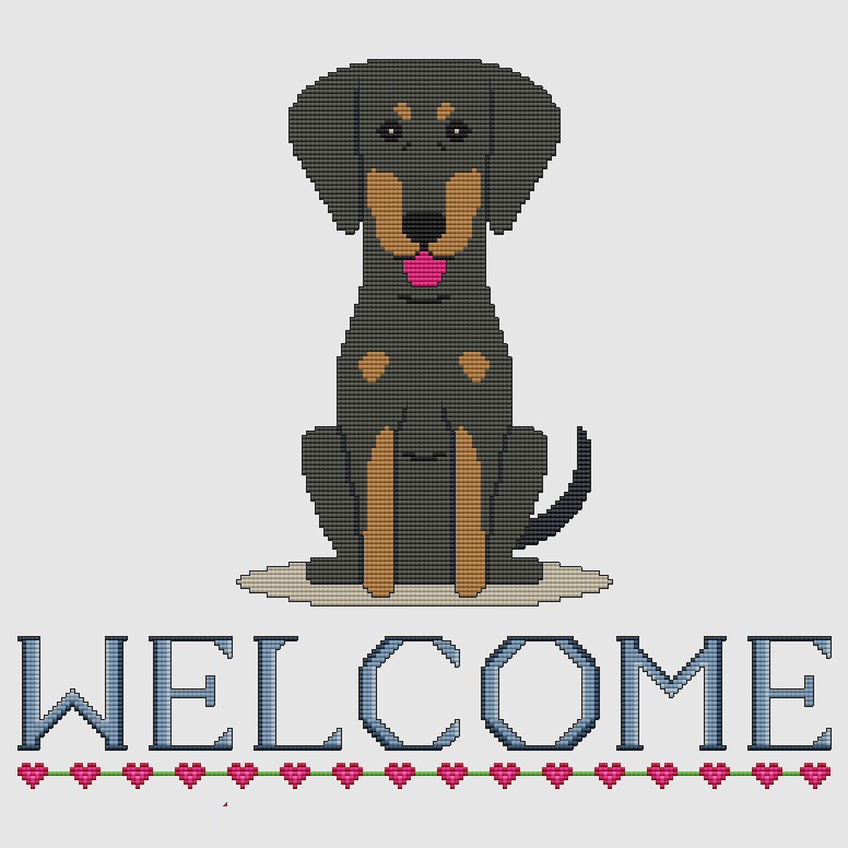 Doberman Pinscher - Welcome (Black) Cross Stitch Pattern