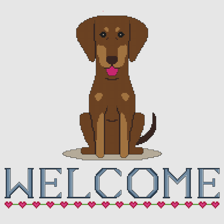 Doberman Pinscher - Welcome (Red) Cross Stitch Pattern