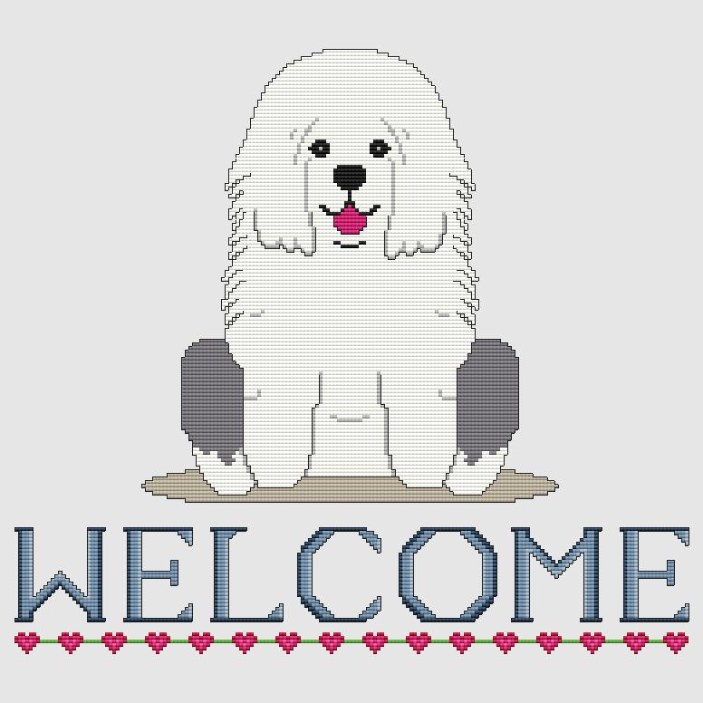 Old English Sheepdog - Welcome Cross Stitch Pattern