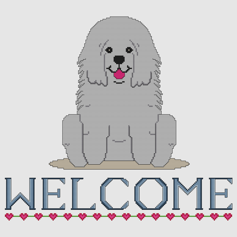 Puli - Welcome (Silver) Cross Stitch Pattern