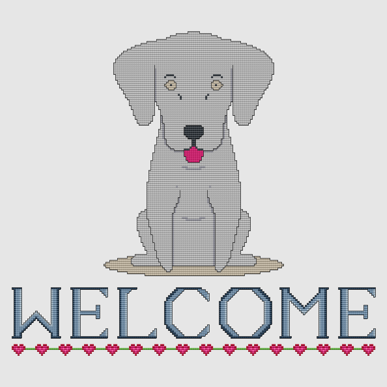 Weimaraner - Welcome Cross Stitch Pattern