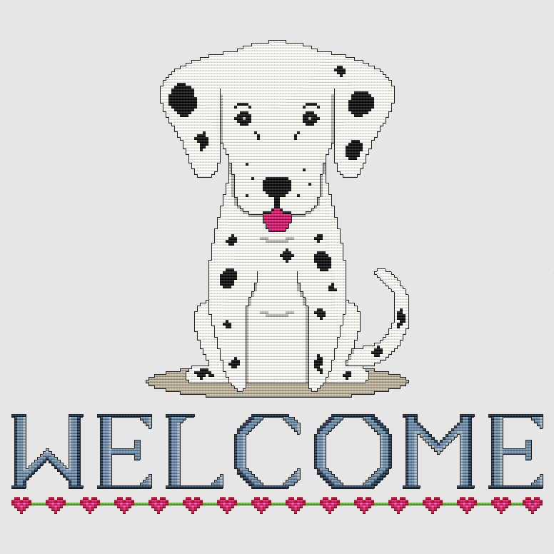 Dalmatian - Welcome II (Black) Cross Stitch Pattern