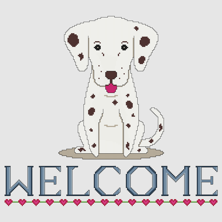 Dalmatian - Welcome II (Liver) Cross Stitch Pattern