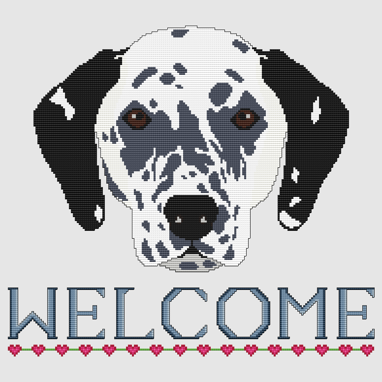 Dalmatian - Welcome (Black) Cross Stitch Pattern