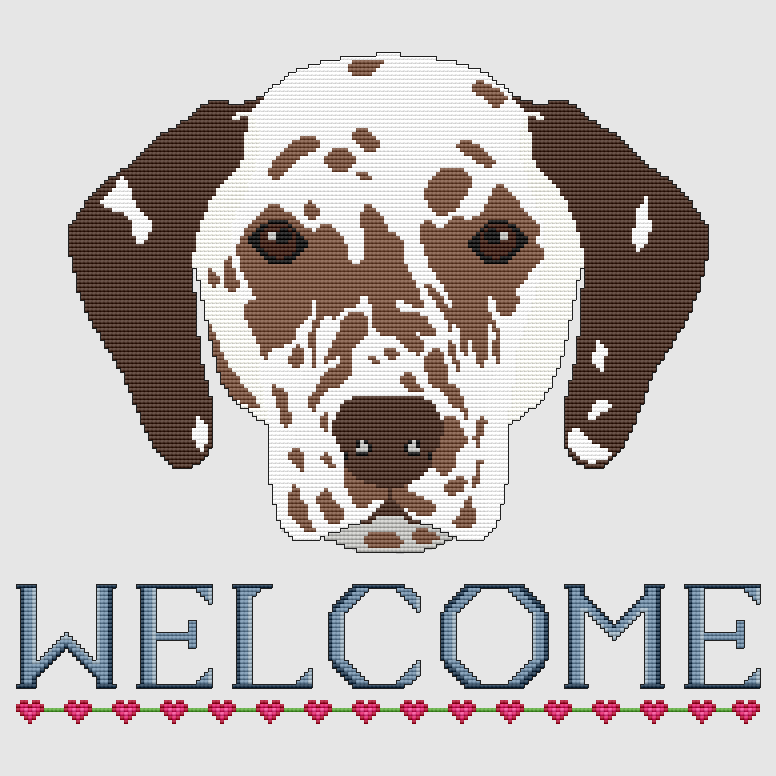 Dalmatian - Welcome (Liver) Cross Stitch Pattern