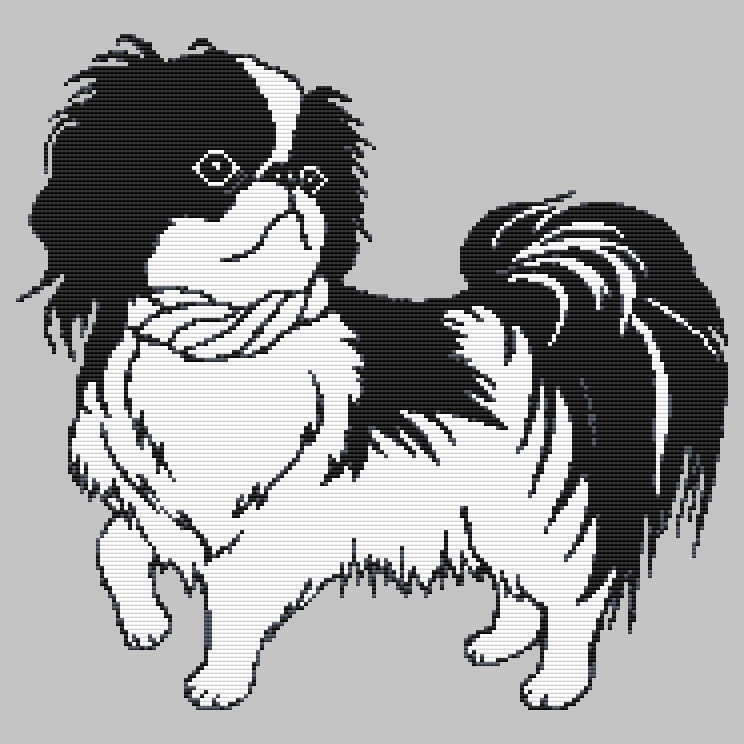 Japanese Chin - Cartoon (Black) Cross Stitch Pattern