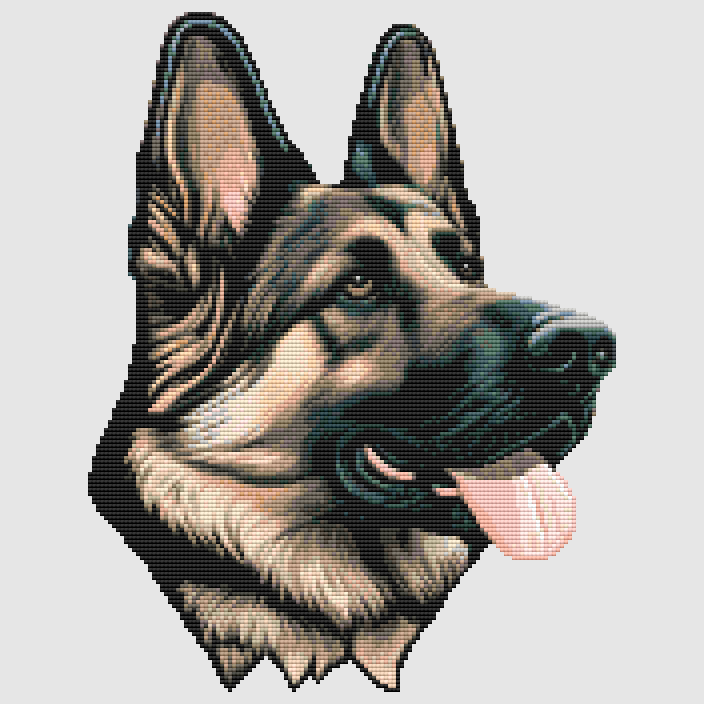 German Shepherd  - Teal Cross Stitch Pattern