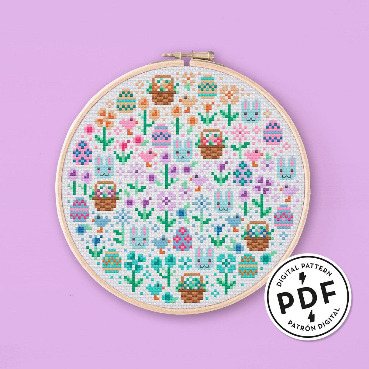 Mini Easter Garden Cross Stitch Pattern