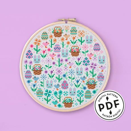 Mini Easter Garden Cross Stitch Pattern