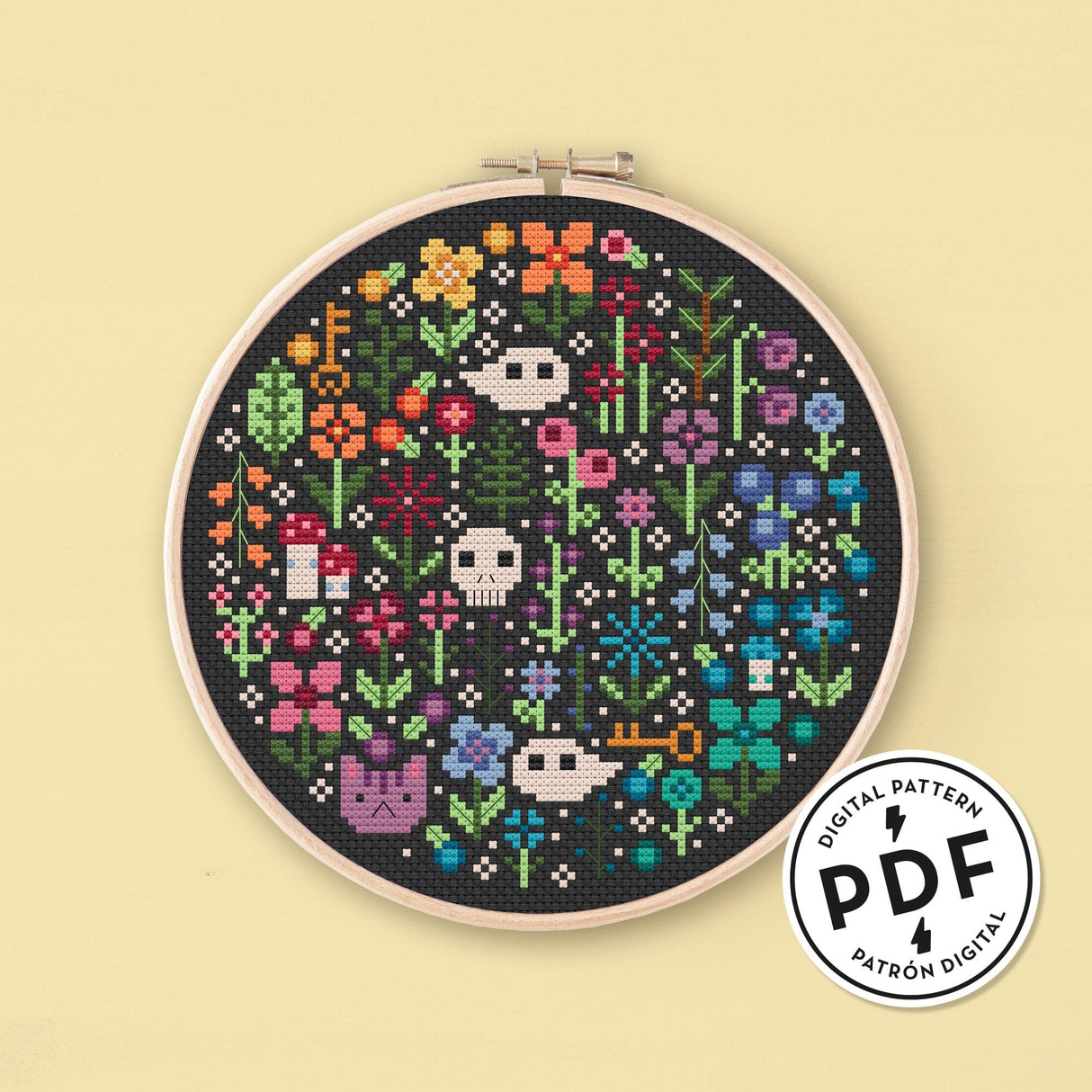 Mini Rainbow Garden Cross Stitch Pattern