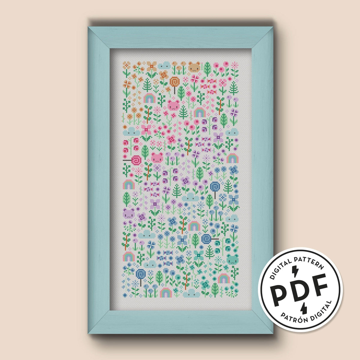 Pastel Garden Cross Stitch Pattern – Craft Hatchery