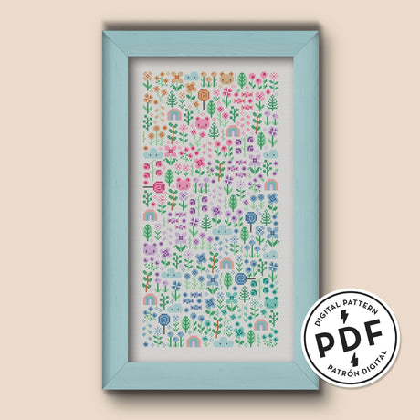 Pastel Garden Cross Stitch Pattern