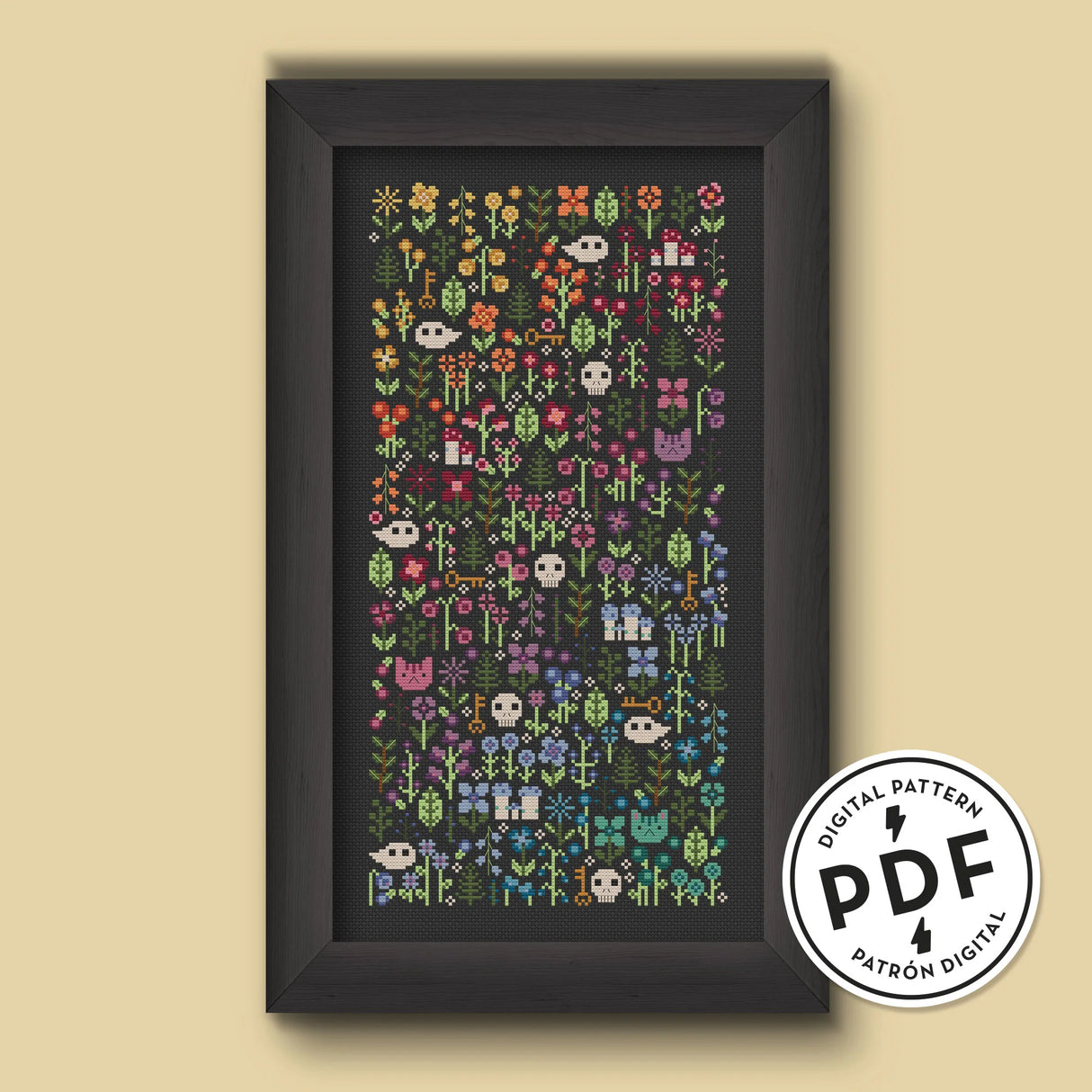 Rainbow Garden Cross Stitch Pattern