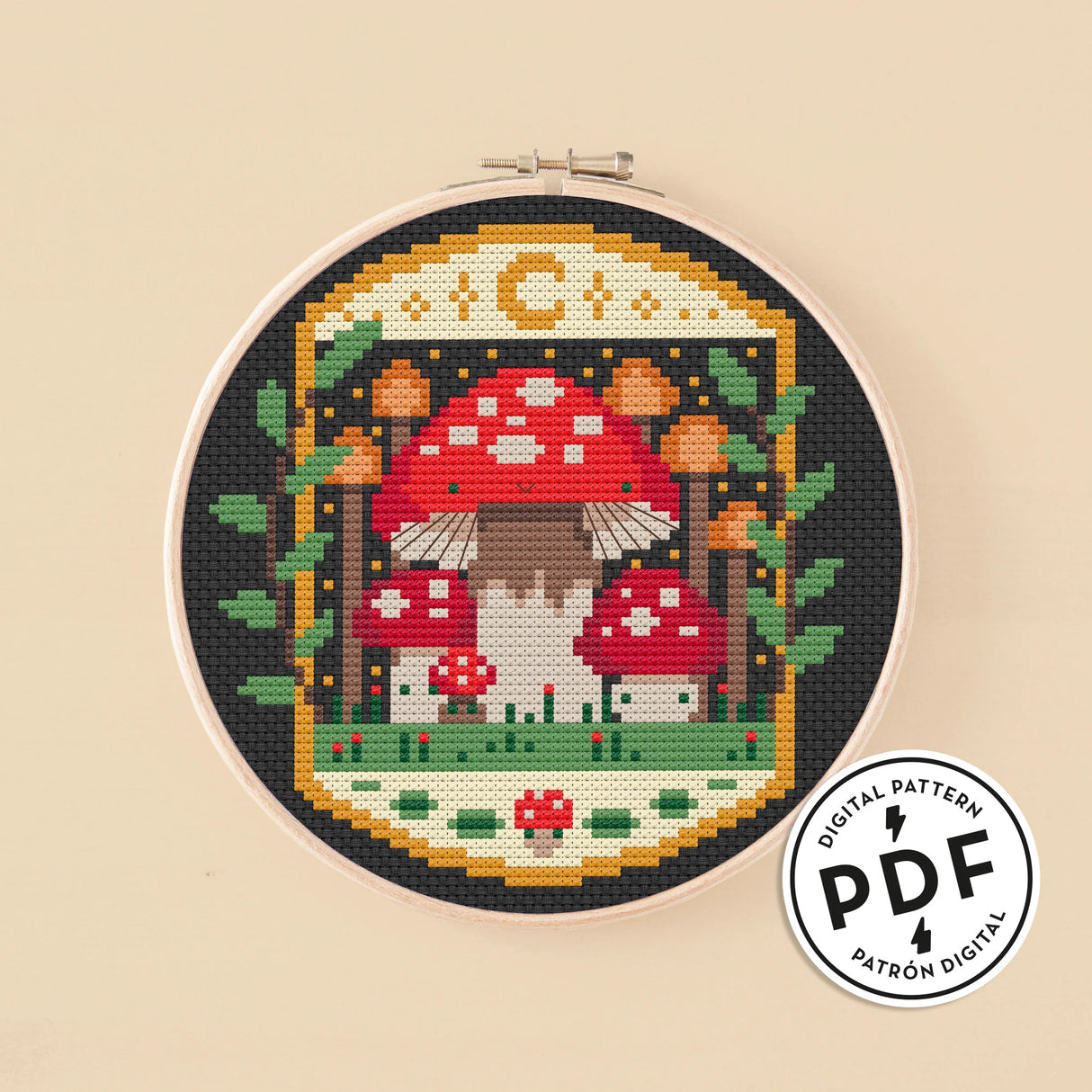 Forest Fungi Cross Stitch Pattern