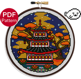 Fall Pagoda Cross Stitch Pattern