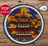 Fall Pagoda Cross Stitch Pattern