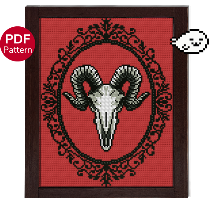 Goat Skull Cross Stitch Pattern