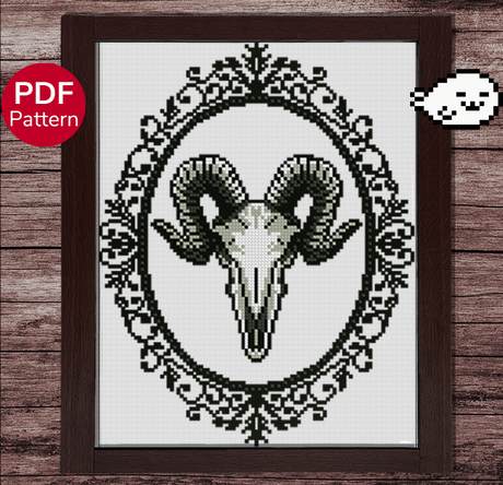 Goat Skull Cross Stitch Pattern