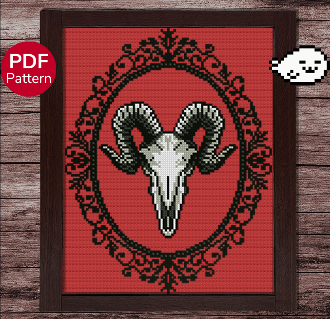 Goat Skull Cross Stitch Pattern