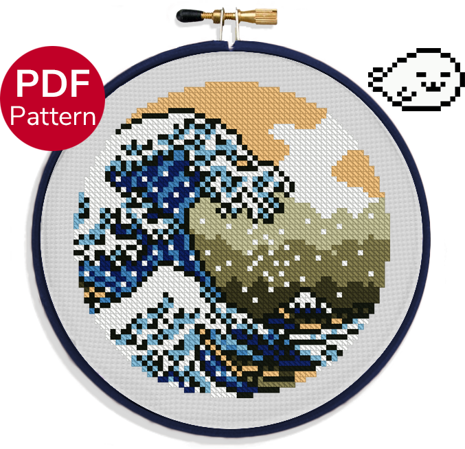 Mini Great Wave Cross Stitch Pattern